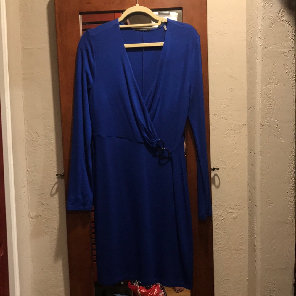 T Tahari long sleeve royal blue dress